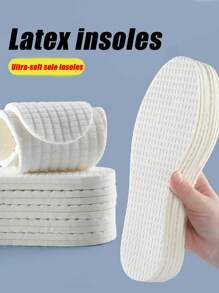 1 Pair Soft Latex Insoles, Anti-Fatigue For Long-Time Standing, Moisture-Wicking & Breathable, Ultra-Soft Shoe Sole, Unisex Casual Shoes Insoles - White - View 1