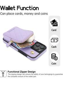 Funda de piel sintética (PU) compatible con iPhone 16, 15, 14, 13, 12, 11, Pro, X, XS, Max, XR, 8, 7 Plus, SE 2020, 2022, con ranuras para tarjetas, cremallera, bandolera y cuerda para el teléfono - Rojo - Ver 6