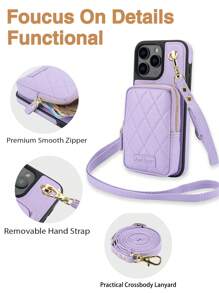 Funda de piel sintética (PU) compatible con iPhone 16, 15, 14, 13, 12, 11, Pro, X, XS, Max, XR, 8, 7 Plus, SE 2020, 2022, con ranuras para tarjetas, cremallera, bandolera y cuerda para el teléfono - Rojo - Ver 5