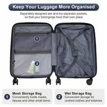 20 "Carry-On Luggage, ABS PC Expandable Suitcase With Front Laptop Pocket, Hardside Luggage With Wheels, Red - Black - View 11