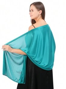 1pc Fashionable Evening Wrap Shawl, Satin Shawl, Extra Long Wedding Shawl For Brides Party