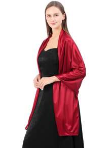 1pc Fashionable Evening Wrap Shawl, Satin Shawl, Extra Long Wedding Shawl For Brides Party