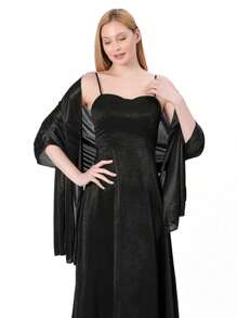 1pc Fashionable Evening Wrap Shawl, Satin Shawl, Extra Long Wedding Shawl For Brides Party