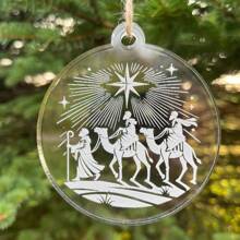 1 szt. Niestandardowa ozdoba Trzech Mędrców - drukowanie chrześcijańskich dekoracji, przezroczyste akrylowe ozdoby na Dzień Trzech Króli, spersonalizowana dekoracja torby ze zdjęciem, prezent świąteczny
