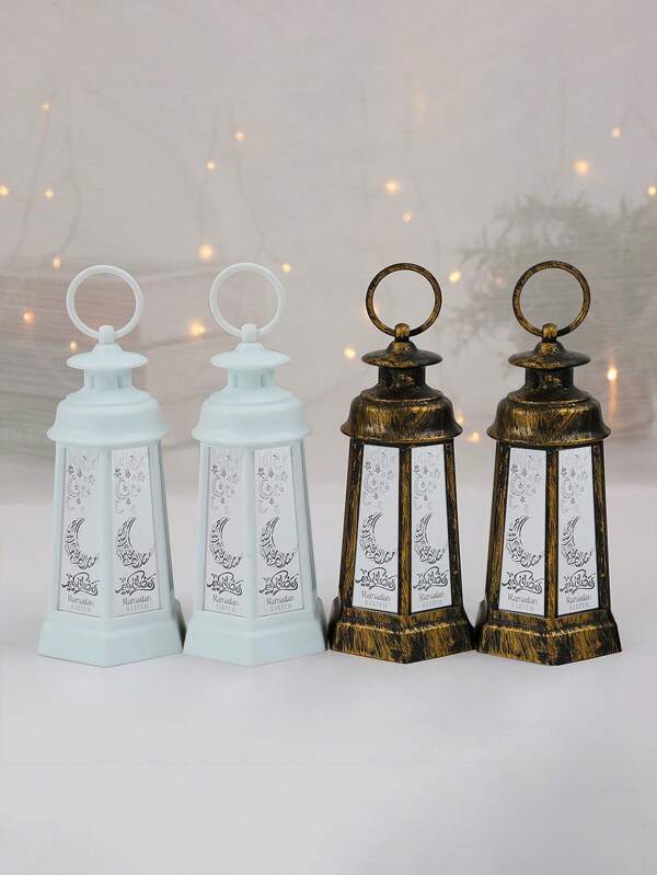 1pc Hanging Star & Moon Hexagonal Lantern, With LED Candle & Battery, Vintage Candlestick Decoration, Party Simulated Candlelight No Flame, Suitable For Garden, Indoor, Bedroom, Tabletop, Outdoor