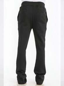 Pantalones de chándal casuales con forro polar técnico para hombre, en color sólido y apilados - Negro - Ver 4