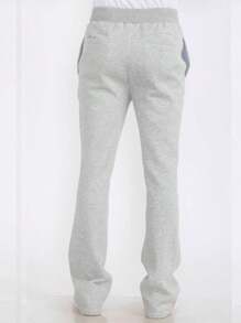 Mens Casual Tech Fleece Solid Stacked Sweat Pants - Grey - View 4