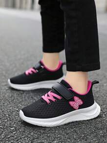 Kids Athletic Sneakers For Boys&Girls Back To School, Breathable Knitted Sports Shoes With Cartoon Butterfly Details - Sporty Streetwear Low-Top Shoes With Adjustable Strap Closure, Rounded Toe EVA Outsole With Textile Lining, Suitable For Spring/Summer And All Season Wear - White - View 4