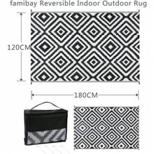 Outdoor Patio Rugs Waterproof Large Plastic Straw Rugs Reversible Portable Picnic Blanket Easy Cleanning Camping Mat Outdoor Area Rug For Garden Balcony Deck - Black and White - View 8