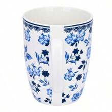 SET OF 4 Blue White Porcelain MUGS Floral Bone China Mismatched Coffee Mugs 12oz - 1 - View 7