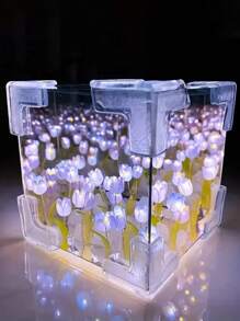 DIY 郁金香夜灯，可爱粉色花灯电池供电假郁金香花镜礼物，适合女朋友、卧室、房间（20 朵花）