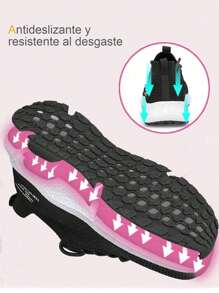 Tenis Deportivos Con Suela Blanda Transpirable Para Mujer,Mujeres de Malla Transpirable Zapatos Casuales de Tenis, Mocasines planos informales y transpirables de punto para mujer,Los Zapatos de Cuña de las Mujeres,Zapatos de Senderismo de las Mujeres, - Negro - Ver 7