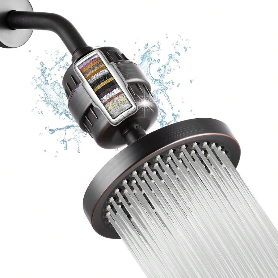 1 套 20 级淋浴硬水净化过滤器淋浴喷头活性炭净水器，可去除氯并减少皮肤干燥瘙痒家居浴室装饰浴室配件浴室收纳夏季返校收纳 - 黑色 - 查看 1