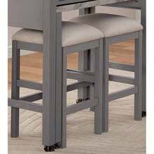 Light Gray Set Of 2pc Stools Kitchen Dining Room Furniture Beige Fabric Cushion Seat Chairs Stool