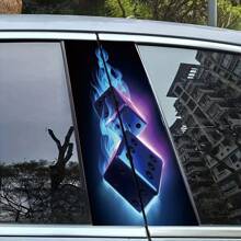 1 Pair (2pcs) Decorative Car B-Pillar Stickers, Colorful Patterns, Trimmable Size Fits Sedan, SUV, Truck, Protects Car Pillar From Scratches, Ideal For Holiday Vehicle Decoration