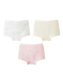 Annil Girls' Children's Underwear, Boxer Shorts, 3A Antibacterial, Three Pieces Set, Spring Printed.