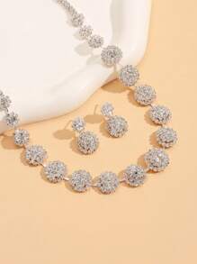3 pièces Set de bijoux Collier et Boucles d'oreilles Strass Élégants, Accessoire polyvalent pour robe de mariée, mariage, banquet, fête