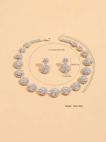 3 pièces Set de bijoux Collier et Boucles d'oreilles Strass Élégants, Accessoire polyvalent pour robe de mariée, mariage, banquet, fête