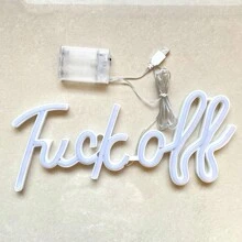 1 件卧室装饰霓虹灯“FUCKOFF”灯，电池或 USB 供电小夜灯，35x14.8 厘米/13.7x5.8 英寸 LED 装饰灯，适用于书桌、墙壁、游戏室、游戏玩家设置、卧室、宿舍、露营、酒吧、派对、生日、婚礼、节日