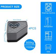 4 Miếng Đệm Cao Su Cho Máy Giặt, Cao 4.5cm, Chống Rung, Chống Trượt, Chống Sốc, Đế Đế Máy Hỗ Trợ Cho Máy Giặt Và Máy Sấy - Xám - Xem 2