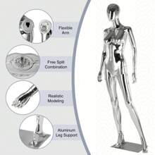 Female Mannequin Full Body Silver - 70" Detachable Woman Dress Form Mannequins Realistic Metal Base For Clothing Shops - Silver - View 4