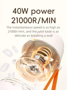 RAF 1pc 450ml Wireless Portable Blender Electric Juicer Machine, USB Rechargeable Mini Fruit Juicer Mixer With 12 Blades And Dual Cup