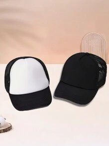 2pcs/1pc Multiple Colors Casual Game Console Stitching Mesh Baseball Cap, Sun Protection Comfortable Breathable Cap For Summer Holiday Outdoor Traveling Boys And Girls Accessories
