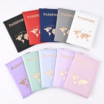 PU Map Passport Book, Passport Protection Case, Ticket Holder, Travel Document Storage Folder,PU Leather Passport Cover, Travel Wallet Case Organiser For Passport, Ticket, Boarding Pass, Business Card, Credit Card