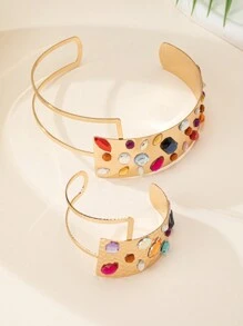 1 conjunto de joias de colar e pulseira de strass exageradas retrô, para festa de casamento