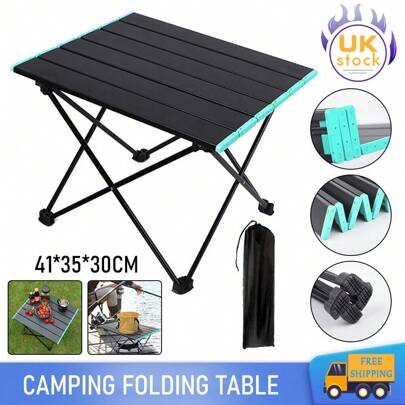 1pc Folding Camping Table, Portable And Lightweight Aluminium Frame Table, Perfect For Outdoor Garden, Camping, Fishing, Picnics,Etc -Handy Carry Bag Included