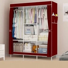 1pc Simple Fabric Closet, Multi Style Storage Wardrobe, Dustproof Clothes Cabinet, Steel Frame Reinforced Assembly, Suitable For Dormitory, Student, Rental Housing - Multicolor - View 8