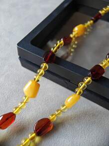 Free Gift Box Natural Baltic Amber Baroque Long Necklace Gemstone Vintage Accessorize For Calm And Peace Energy Presents For Her Anniversary Christmas Birthday