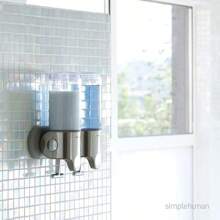 Simplehuman BT1028 444ml Twin Wall Mounted Soap Dispenser Pump For Soap Shampoo Conditioner Shower Gel Suitable For Batoom Easy To Install Rustproof Brushed Stainless Steel - BrushedStainlessSteel-444mlx2 - View 5
