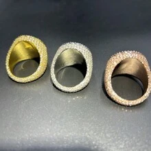 (Custom-Made) 1pc Custom Round Photo Frame Ring, Brass Inlaid Cubic Zirconia Hip Hop Casual Daily Wear Jewelry - Rose Gold - View 5