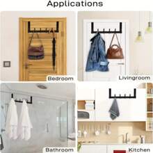 Key Coat Clothes Door Holder Rack Hook Wall Mounted Hanger 6 Hooks Aluminum