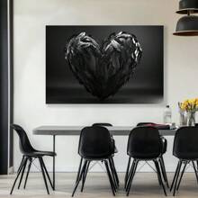 1 Pc Feather Heart Special Heart Shaped Canvas Art Print Poster Wooden Framed Canvas Painting Thickness 2.25cm/0.9inch High Quality Wall Art Prints Poster Direct Hanging Wall Picture Decor For Home Gifts, Gift, Decoration,Living Room, Bathroom, Bedroom, Kitchen