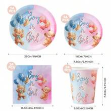 Conjunto de artículos para fiesta de revelación de sexo, platos de pastel de revelación de sexo, platos de papel desechables de 7/9 pulgadas y servilletas para fiesta de revelación de sexo, adecuado para decoraciones de revelación de sexo en rosa y azul - Multicolor - Ver 2