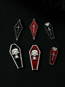 5Pcs Metal Grave Stone, Nail Art Jewelry Decor, Cross, Skull, Rhombus, Diy Classic Unique Creative Accessories Nail Supplies Nails Nail Charms Nail Gems