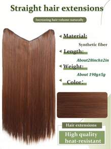 16-28 英寸夹式接发长直波浪 V 形接发一体式黑棕色接发带 4 个夹子适合女士 - 咖啡棕 - 查看 3