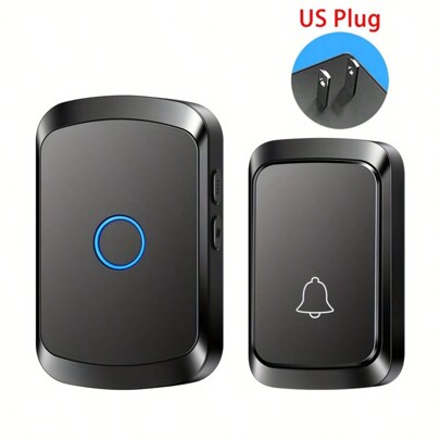 طقم جرس منزلي لاسلكي، مدى 1000 قدم، 60 نغمة، 5 مستويات صوت، وضع صامت 110 ديسيبل، وأضواء وامضة