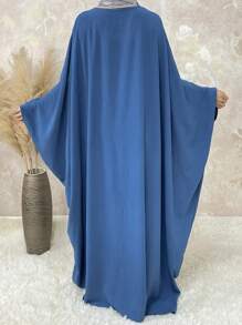 Women's Plus Size Modest Loose Traditional Long Dress, Elegant Bat Wing Sleeve Dress