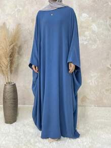 Women's Plus Size Modest Loose Traditional Long Dress, Elegant Bat Wing Sleeve Dress