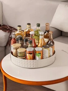 1pc Storage Tray Clear 360°Rotating Bathroom Storage Organizer Cosmetics And Perfume Organizer Skincare Storage Tray Round Desktop Storage Tray For Bathroom Kitchen