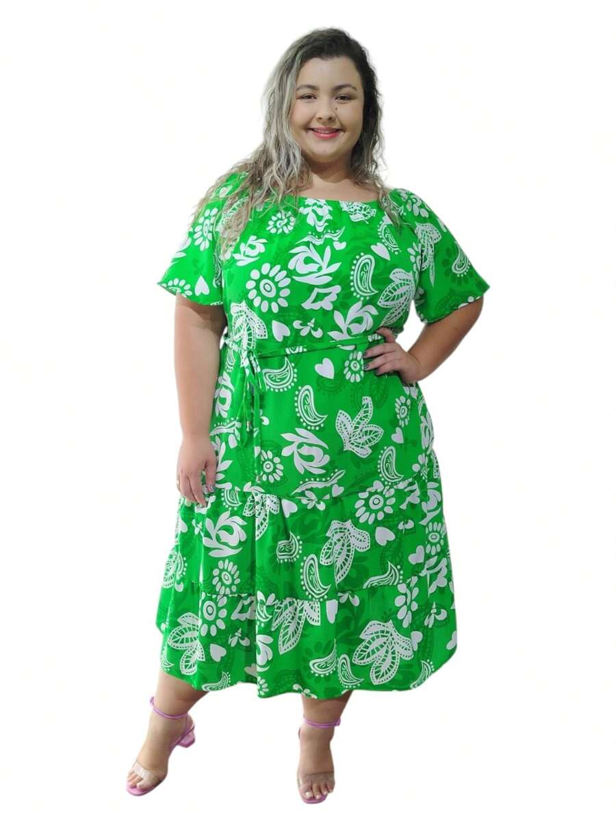 Vestido Plusize Ciganinho Midi  Modinha Verão Moda Evangelica
