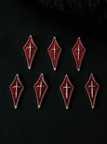 5Pcs Metal Grave Stone, Nail Art Jewelry Decor, Cross, Skull, Rhombus, Diy Classic Unique Creative Accessories Nail Supplies Nails Nail Charms Nail Gems