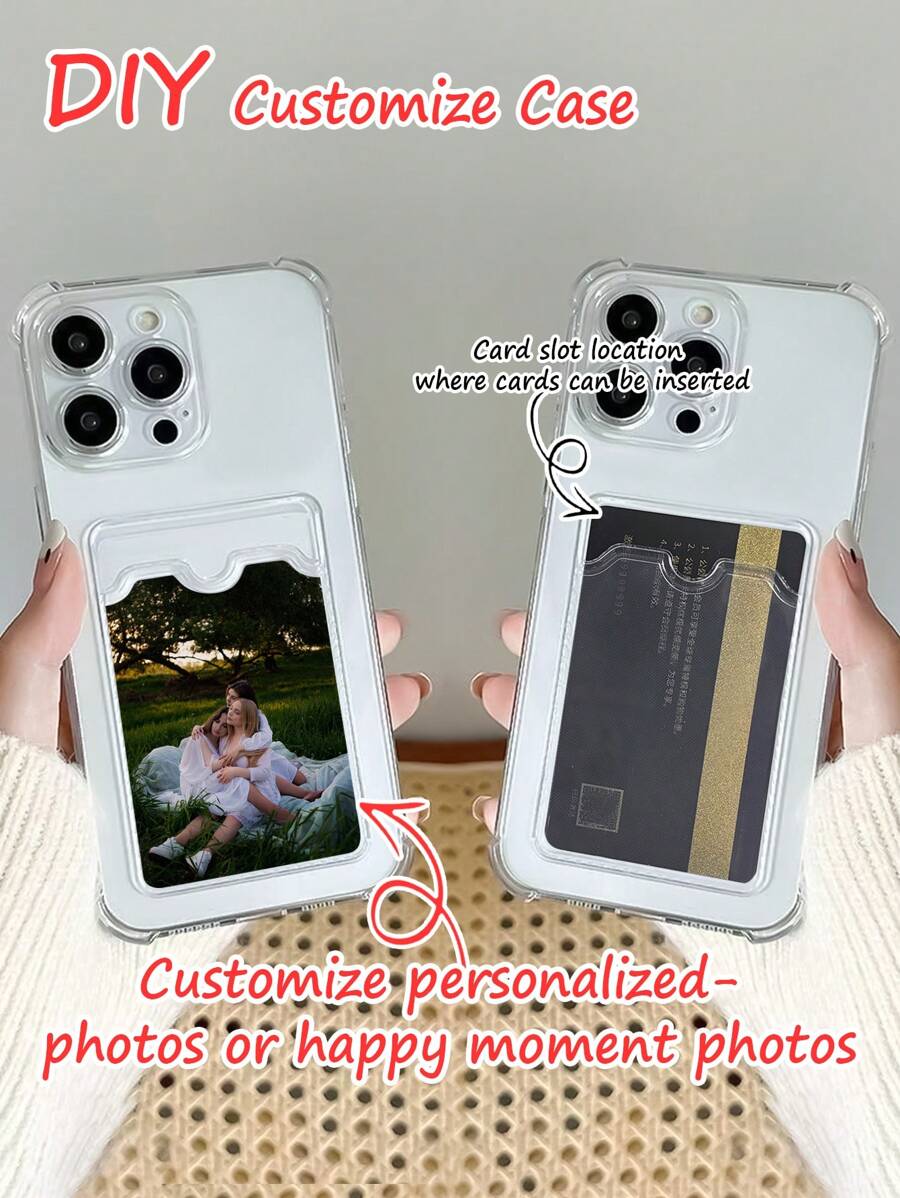 1pc Customized Photo Credit Card Holder & Phone Case Compatible With Iphone