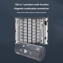 128 In 1 Precision Multipurpose Screwdriver Set, S2 Steel Screwdriver Tool Kit In Scroll Cylinder Case, For Laptop, Clock, Phone Disassembly Repair - Grey - View 10
