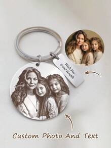 1 件定制照片和文字钥匙扣，个性化激光雕刻照片钥匙扣，带照片的驾驶安全钥匙扣，纪念礼物，男女礼物，定制不锈钢钥匙扣，周年纪念礼物，情人节礼物，生日礼物，简约，男女通用 - 彩色 - 查看 5