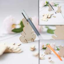 10 pièces Fournitures artisanales de lapin de Pâques, lapin de Pâques en bois à décorer soi-même, décorations en copeaux de bois cadeaux de Pâques