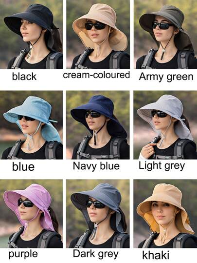 1pc Women's Large Brim Summer Bucket Hat, Sun Protection Bucket Hat For Outdoor Travel